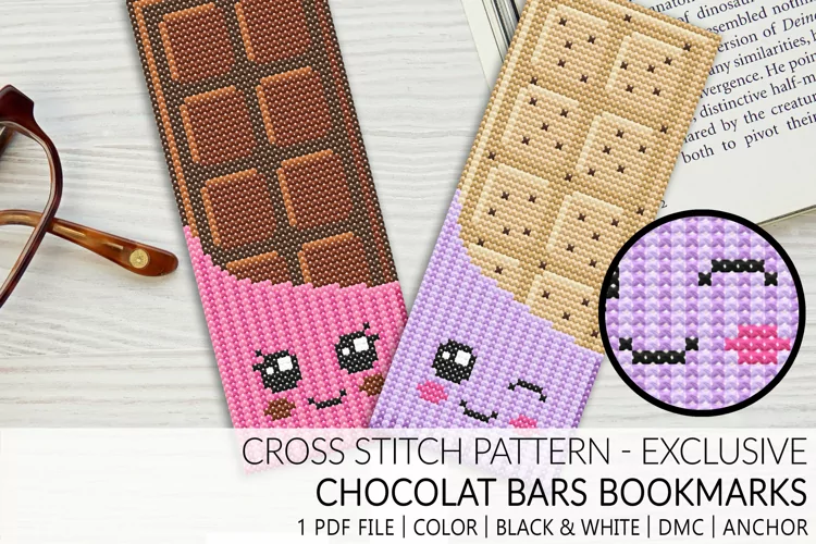Chocolat Bars 2 Bookmarks Cross Stitch pattern