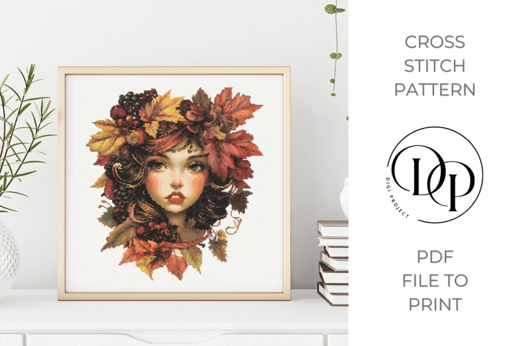 Autumn Girl Cross Stitch Pattern