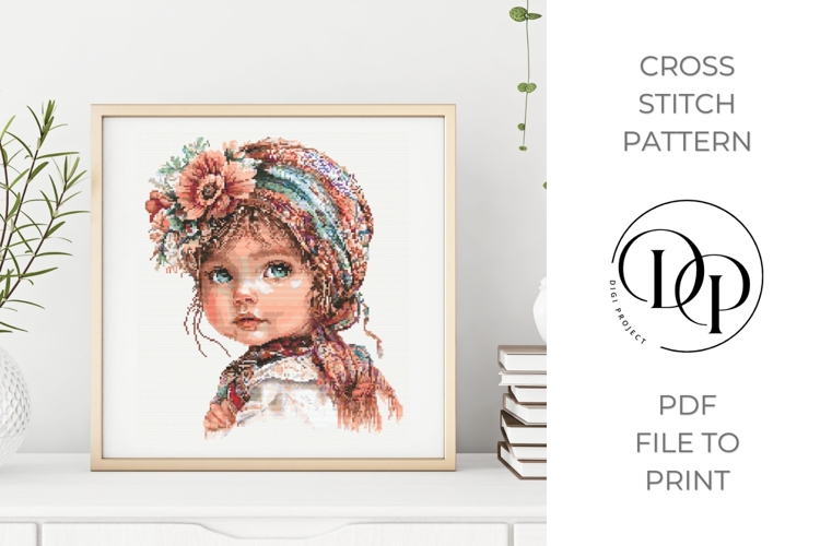 Little girl cross stitch pattern