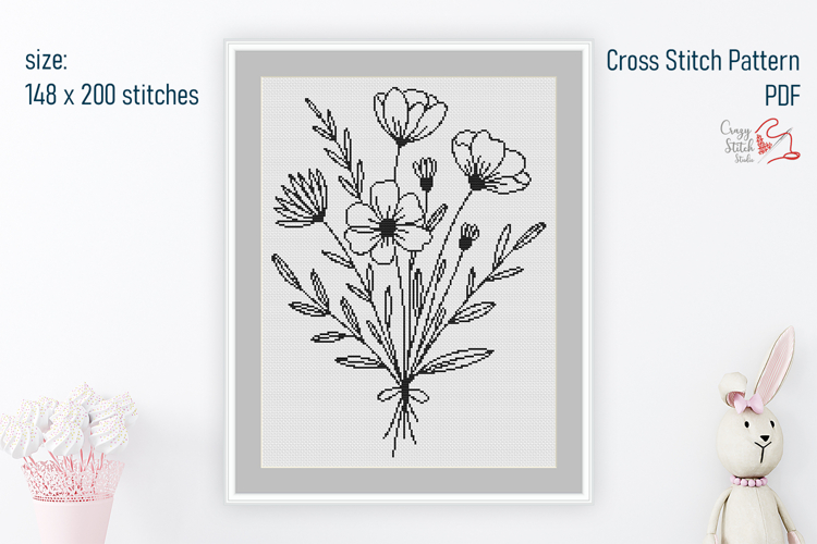 WildFlowers Cross Stitch Pattern, Xstitch Chart, Crossstitch