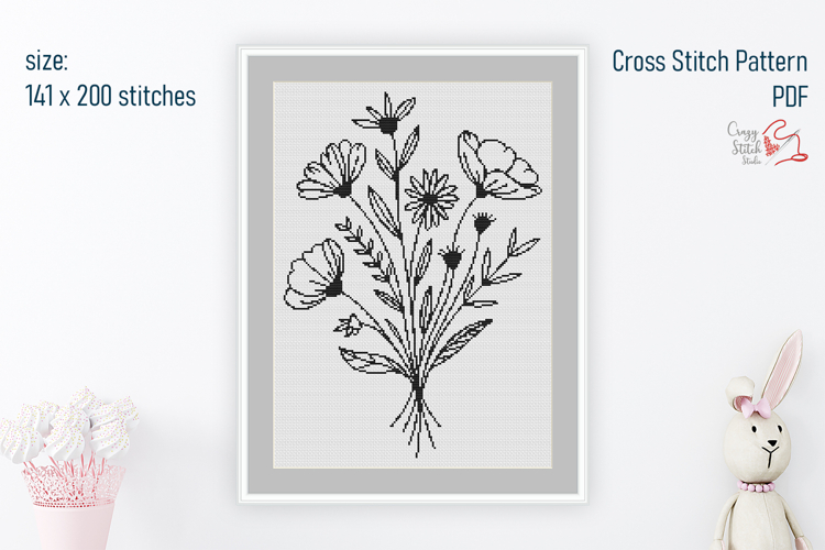 Summer Garden Flowers Cross Stitch, Easy Xstitch Chart
