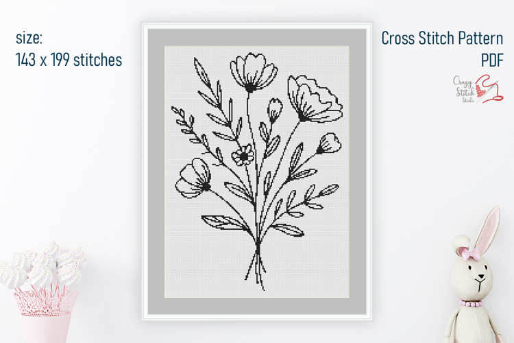 Wild Flowers Cross Stitch Pattern, Xstitch Chart, Crossstich