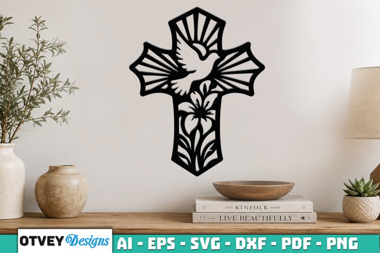 Cross with Flower and Dove Lasercut example image 1