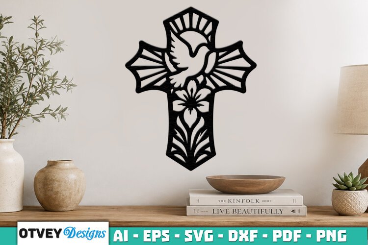 Cross with Flower and Dove Lasercut example image 1