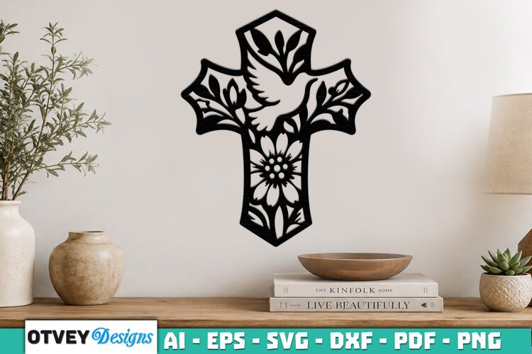 Cross with Flower and Dove Lasercut example image 1
