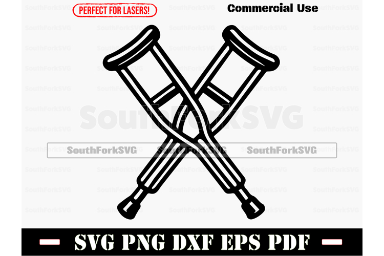 Crossed Crutches SVG PNG DXF EPS PDF