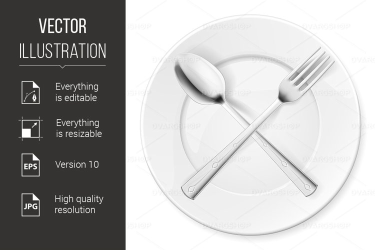 Spoon, fork and plate example image 1