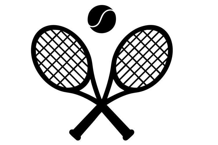 Crossed Tennis Rackets with Ball SVG