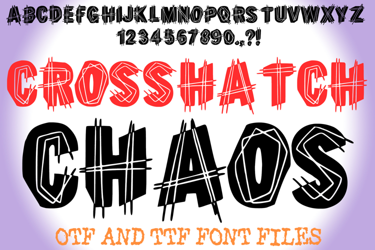 Crosshatch Chaos Lettering ABC Riot Punk Font Typeface OTF