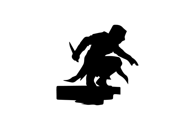 Crouching Assassin Silhouette Illustration Design