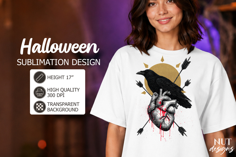Dark aesthetic Halloween sublimation Gothic Dark Raven Heart