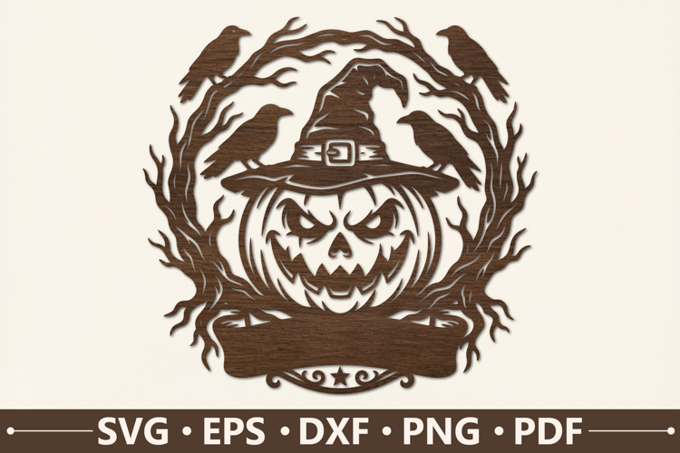 Crow   Pumpkin Halloween Sign SVG Design
