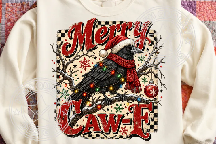 Crow Raven Christmas PNG, F-CAW-F Funny Christmas Png