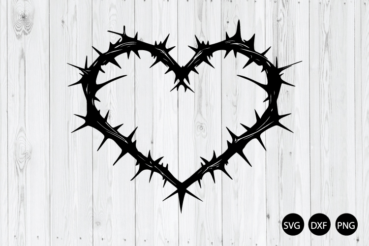 Crown of Thorns Heart SVG, Heart Thorn SVG