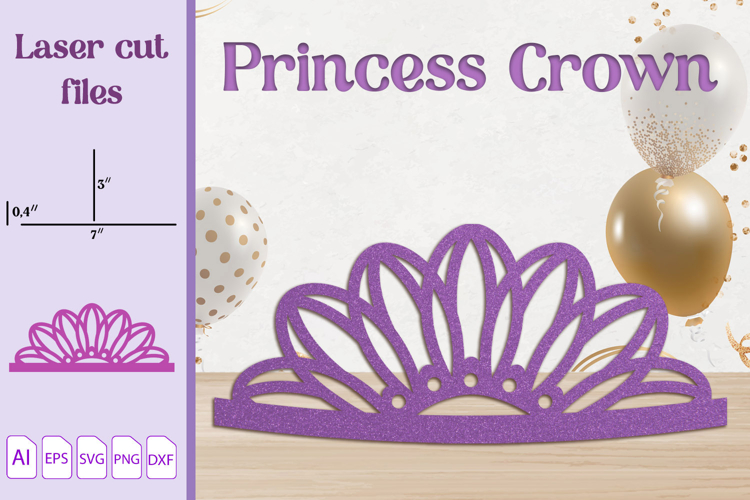 Birthday party tiara laser cut, Princess crown svg papercut
