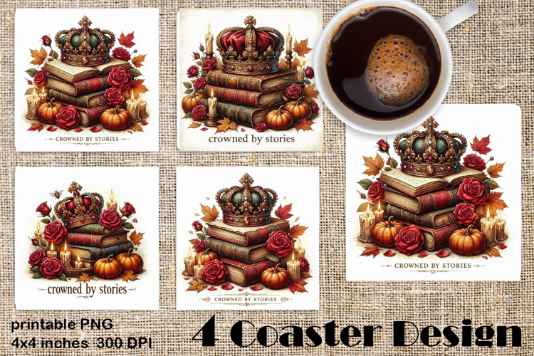 Crowned by Stories Coaster Design, fantasy pumpkin PNG