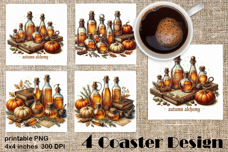Square coasters PNG| Fantasy, Pumpkin & Antique Books | Fall