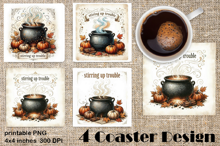 Square coasters PNG| Fantasy, Pumpkin & Antique Books | Fall