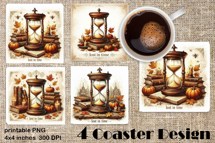Square coasters PNG| Fantasy, Pumpkin & Antique Books | Fall