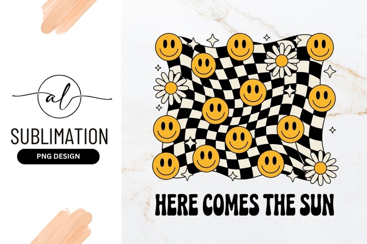 Retro Smileys Checkered Background Sublimation Png