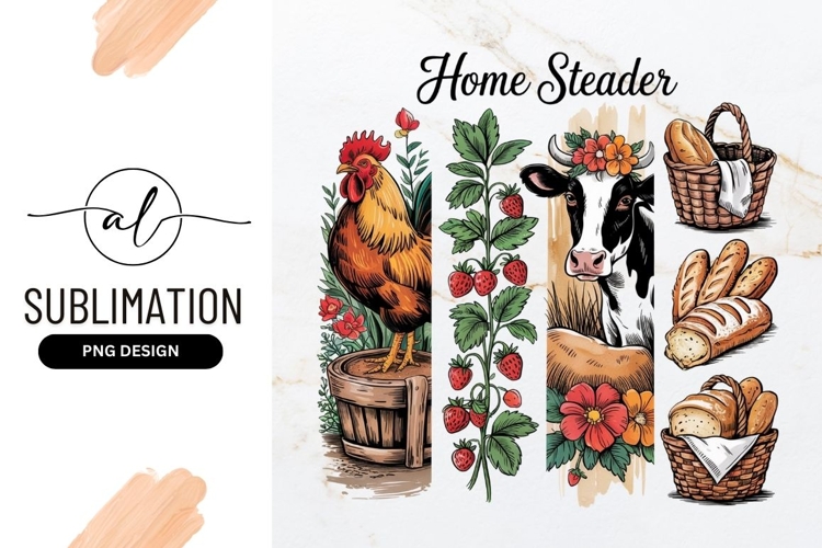 Homesteader Animals Fruits And Bread Baskets Sublimation