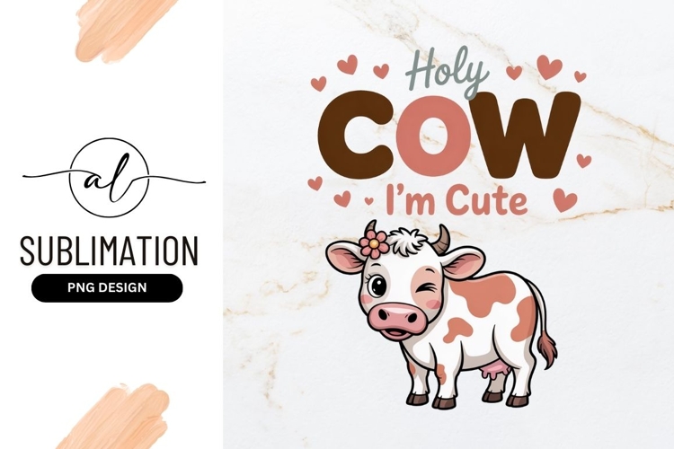 Cute Cartoon Cow Sublimation Graphic