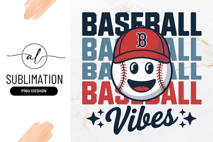 Baseball Vibes Design With Smiling Ball Sublimation