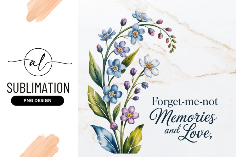 Watercolor Forget Me Not Floral Illustration