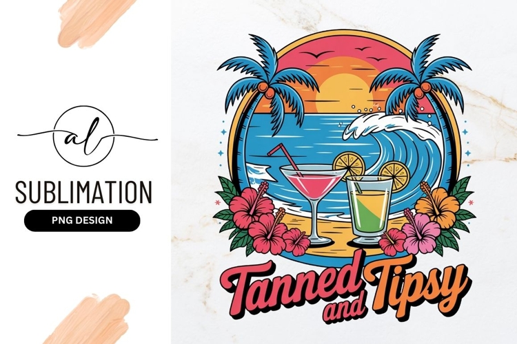 Tropical Beach Cocktails Sublimation Png Design