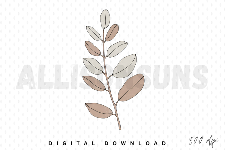 Elegant Botanical Illustration Beige And Brown Leafy Branch
