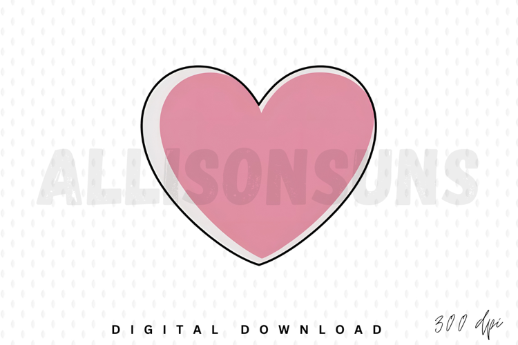 Pink Heart Vector Illustration With Black Outline Isolated