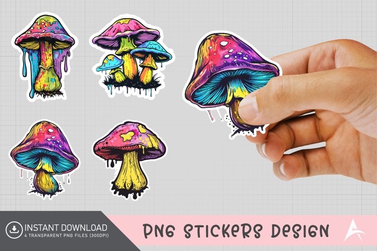 Mushroom Sticker Clipart,Boho Mushroom Sticker Clipart