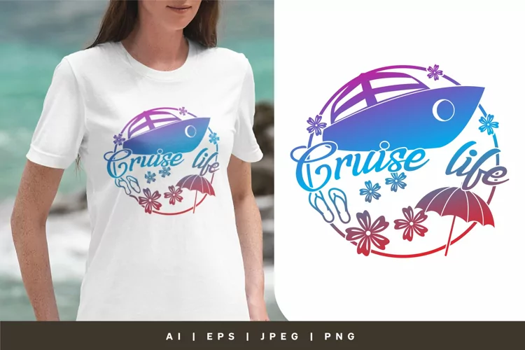 Cruise Life, Summer Circle in Gradient Color for Sublimation