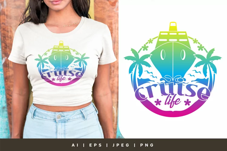 Cruise Life with Gradient Color, Summer Apparel Design