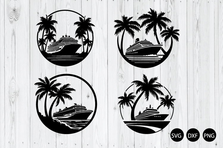 Cruise Ship With Palm Tree SVG, Vacation SVG, Cruise Ship
