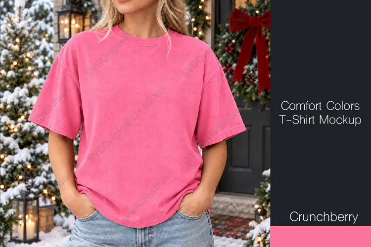 Comfort Colors 1717 t-shirt mockup - Crunchberry Color