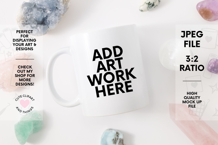 Mug Mock Up | Crystal Mug Flatlay Mock Up