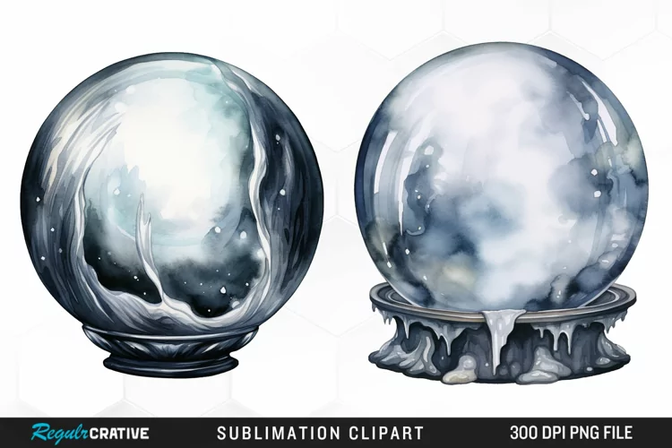 Watercolor Crystal Ball Graphics Clipart