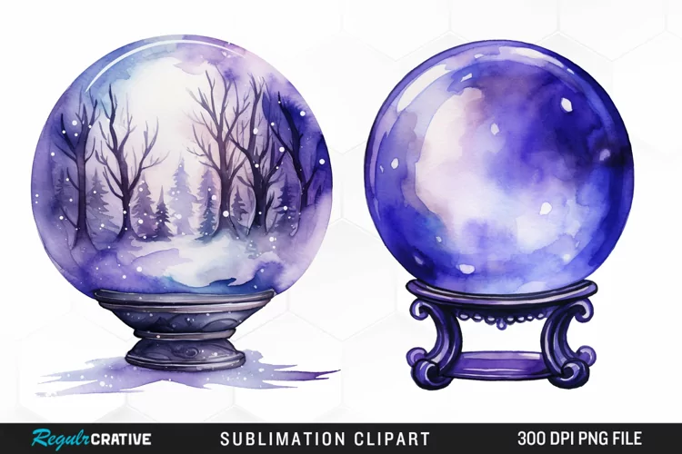 Watercolor Crystal Ball Graphics Clipart