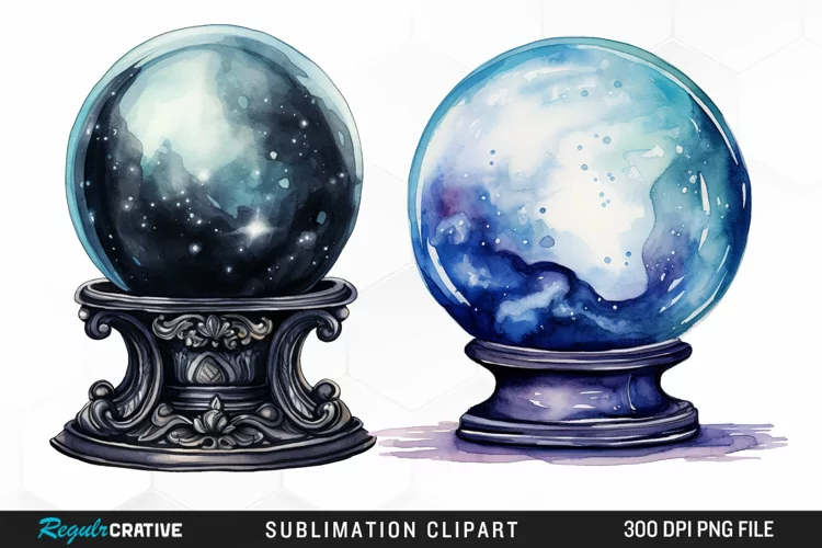 Watercolor Crystal Ball Graphics Clipart