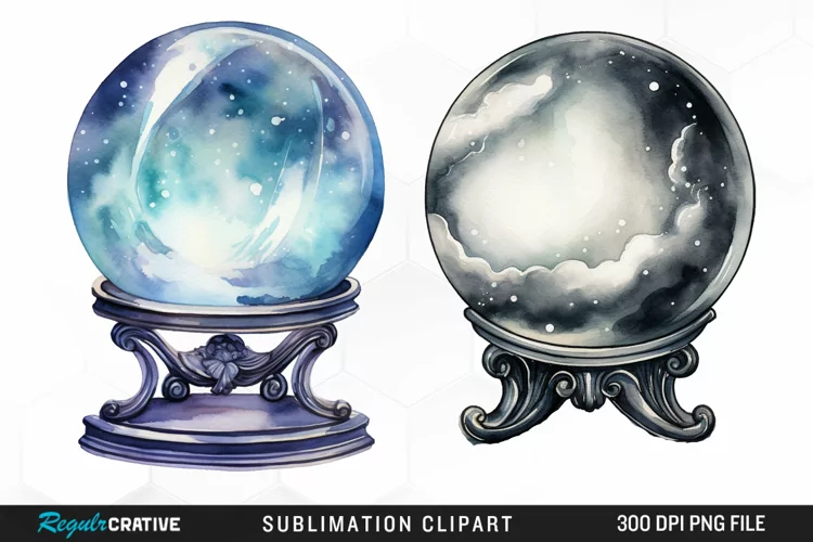 Watercolor Crystal Ball Graphics Clipart