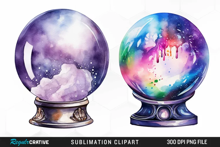 Watercolor Crystal Ball Graphics Clipart