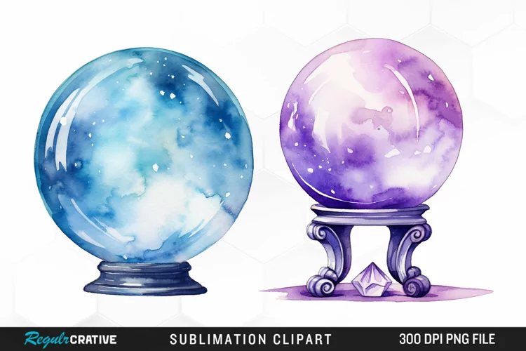 Watercolor Crystal Ball Graphics Clipart
