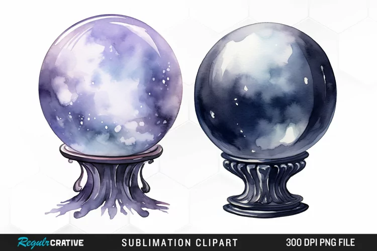 Watercolor Crystal Ball Graphics Clipart