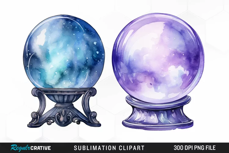 Watercolor Crystal Ball Graphics Clipart