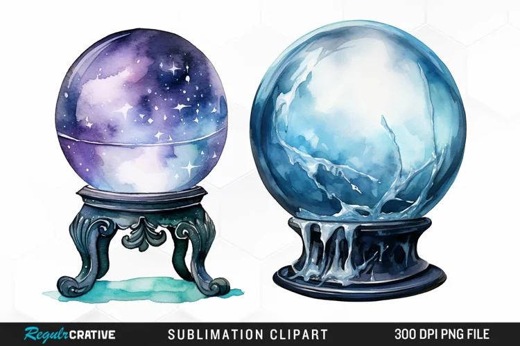 Watercolor Crystal Ball Graphics Clipart
