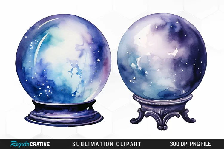 Watercolor Crystal Ball Graphics Clipart