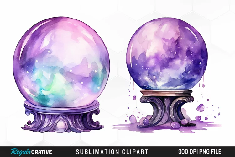 Watercolor Crystal Ball Graphics Clipart