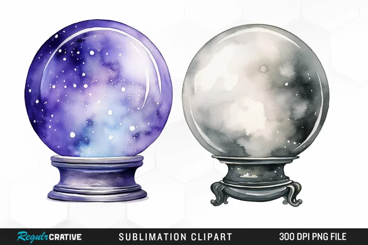 Watercolor Crystal Ball Graphics Clipart