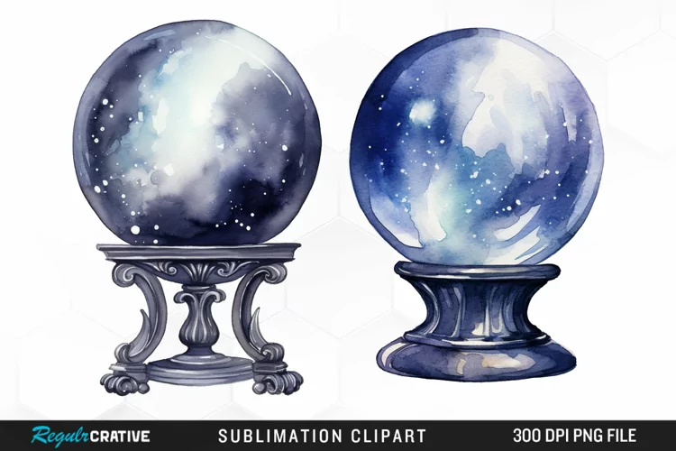 Watercolor Crystal Ball Graphics Clipart